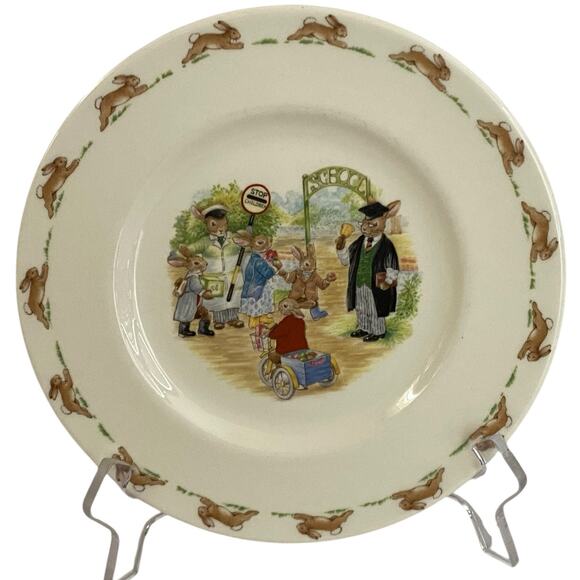 Bunnykins Salad Plate Royal Doulton Dish Bunnies School Gates 8in Tableware VTG - Picture 1 of 11